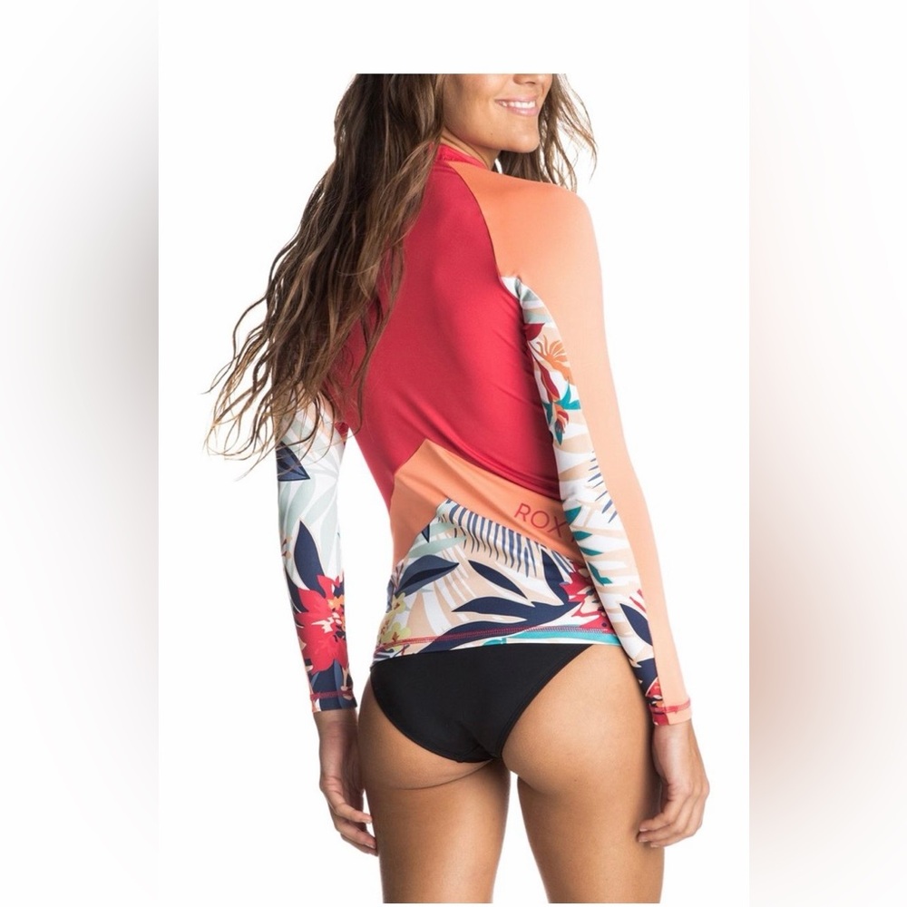 ROXY | women’s long sleeve rashguard orange floral size L